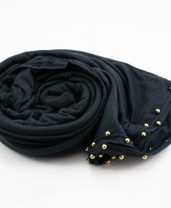 Jersey Pearl Hijab -Charcoal Hidden Pearls