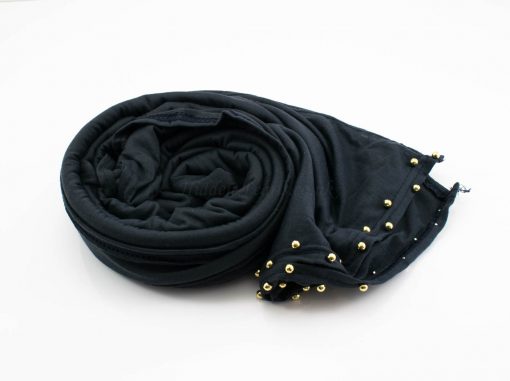 Jersey Pearl Hijab -Charcoal Hidden Pearls