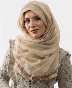 Moroccon Lace Hijab - Beige 2 - Hidden Pearls