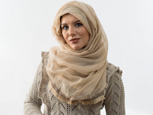 Moroccon Lace Hijab - Beige 2 - Hidden Pearls