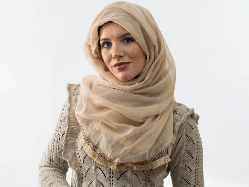 Moroccon Lace Hijab - Beige 2 - Hidden Pearls