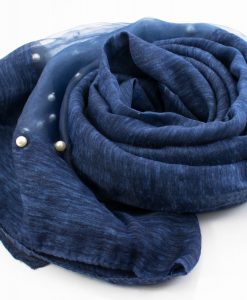 Organza Pearl Hijab - Dark Denim 2 - Hidden Pearls