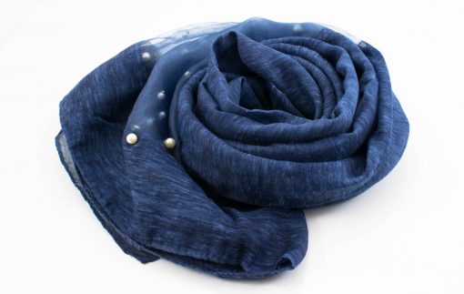 Organza Pearl Hijab - Dark Denim 2 - Hidden Pearls