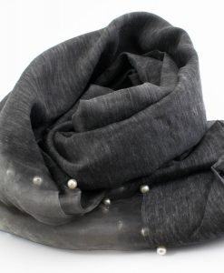 Organza Pearl Hijab - Dark Grey - Hidden Pearls