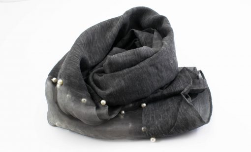 Organza Pearl Hijab - Dark Grey - Hidden Pearls