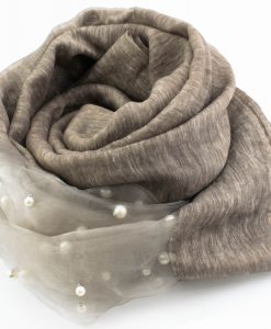 Organza Pearl Hijab - Latte 2 - Hidden Pearls