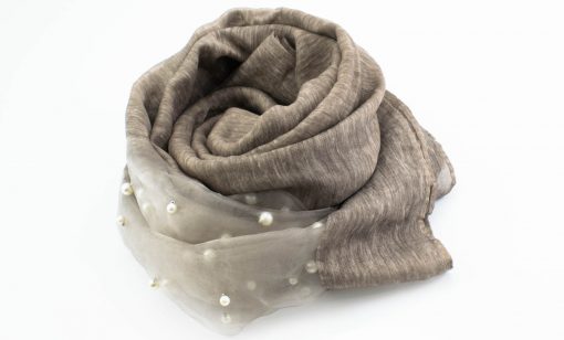 Organza Pearl Hijab - Latte 2 - Hidden Pearls