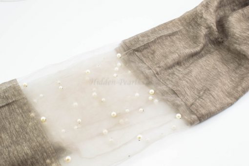 Organza Pearl Hijab - Latte - Hidden Pearls