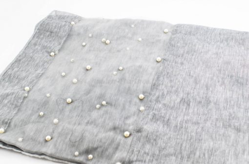 Organza Pearl Hijab - Light Grey 2 - Hidden Pearls