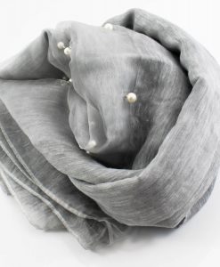 Organza Pearl Hijab - Light Grey - Hidden Pearls