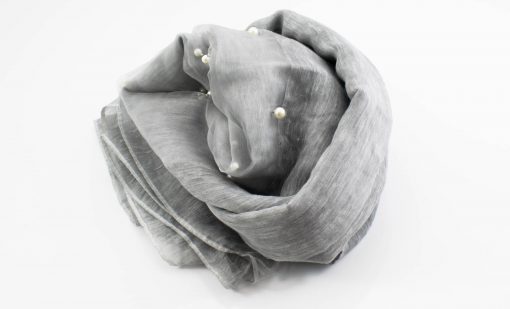 Organza Pearl Hijab - Light Grey - Hidden Pearls