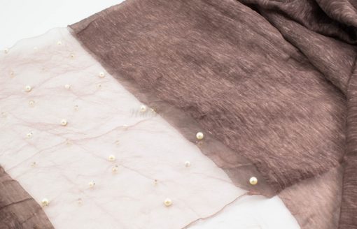 Organza Pearl Hijab - Mauve - Hidden Pearls