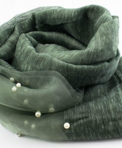 Organza Pearl Hijab - Moss - Hidden Pearls