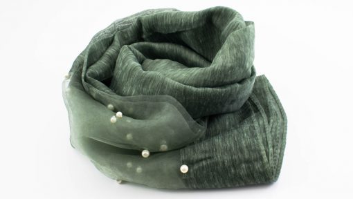 Organza Pearl Hijab - Moss - Hidden Pearls