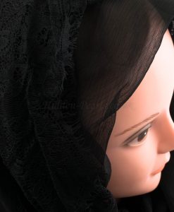 Chiffon Black Lace Hijab - Black 2 - Hidden Pearls
