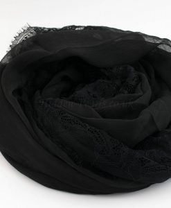 Chiffon Black Lace Hijab - Black - Hidden Pearls