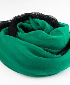 Chiffon Black Lace Hijab - Green 2 - Hidden Pearls