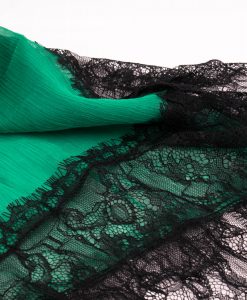 Chiffon Black Lace Hijab - Green 3 - Hidden Pearls