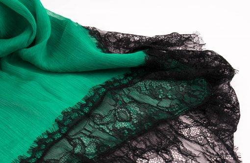 Chiffon Black Lace Hijab - Green 3 - Hidden Pearls