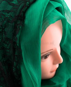 Chiffon Black Lace Hijab - Green - Hidden Pearls