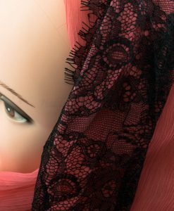 Chiffon Black Lace Hijab - Pink 2 - Hidden Pearls