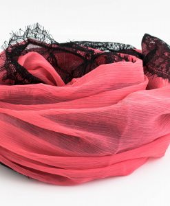 Chiffon Black Lace Hijab - Pink - Hidden Pearls