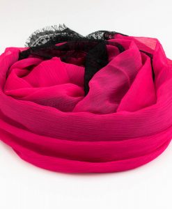 Chiffon Black Lace Hijab - Shocking Pink 3 - Hidden Pearls