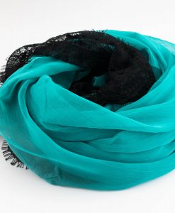 Chiffon Black Lace Hijab - Turquoise 2 - Hidden Pearls
