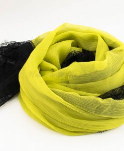 Chiffon Black Lace Hijab - Yellow 2 - Hidden Pearls