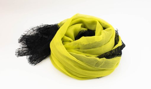 Chiffon Black Lace Hijab - Yellow 2 - Hidden Pearls