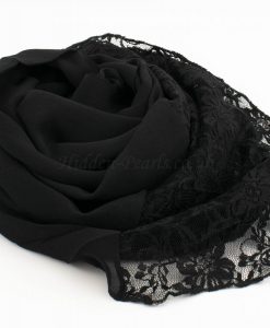 Chiffon Lace Hijab - Black - Hidden Pearls