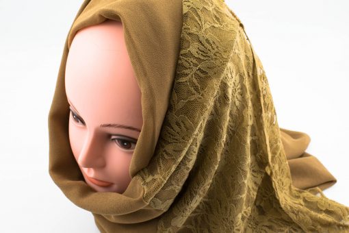 Chiffon Lace Hijab - Caramel - Hidden Pearls