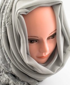 Chiffon Lace Hijab - Light Grey 2 - Hidden Pearls