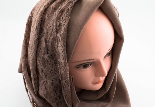 Chiffon Lace Hijab - Mauve 2- Hidden Pearls