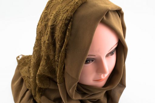 Chiffon Lace Hijab - Walnut - Hidden Pearls