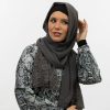 Chiffon Lace Hijab - Dark Grey - Hidden Pearls