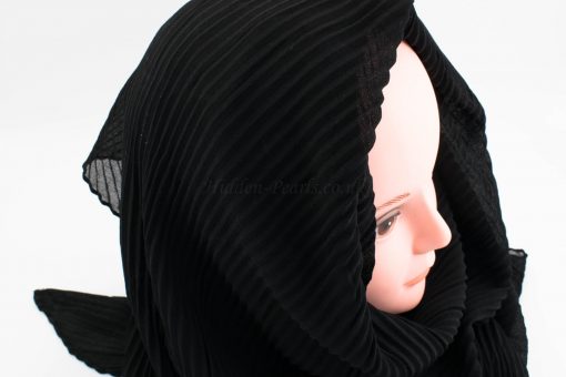 Crinkle Chiffon Hijab - Black - Hidden Pearls