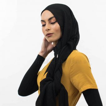 Crinkle Chiffon Hijab Black Website 2