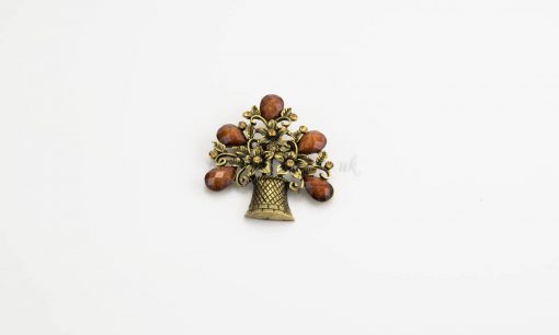 Antique Flower Hijab Brooch - Brown - Hidden Pearls