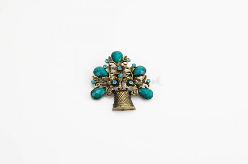 Antique Flower Hijab Brooch - Blue - Hidden Pearls