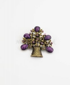Antique Flower Hijab Brooch - Purple - Hidden Pearls