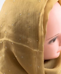 Deluxe Diamante Silk Hijab - Deep Gold - Hidden Pearls