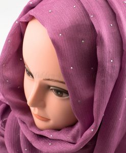 Deluxe Diamante Silk Hijab - Orchid - Hidden Pearls