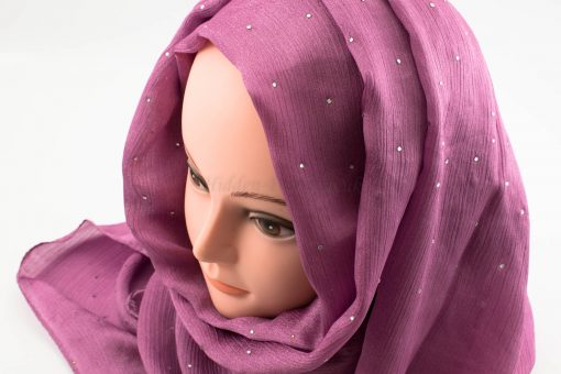 Deluxe Diamante Silk Hijab - Orchid - Hidden Pearls