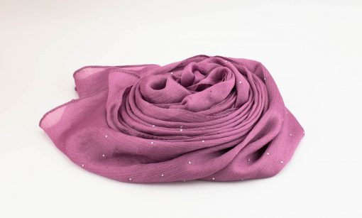 Deluxe Diamante Silk Hijab - Orchid 2- Hidden Pearls