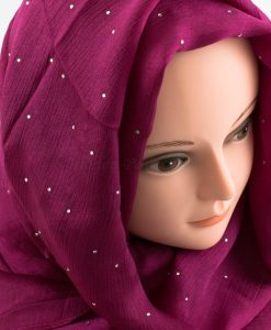 Deluxe Diamante Silk Hijab - Fuschia 2 - Hidden Pearls