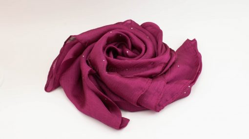 Diamante Silk Hijab - Fuschia - Hidden Pearls