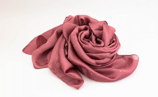 Deluxe Diamante Silk Hijab- Rose 2 - Hidden Pearls