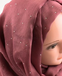 Deluxe Diamante Silk Hijab - Rose - Hidden Pearls