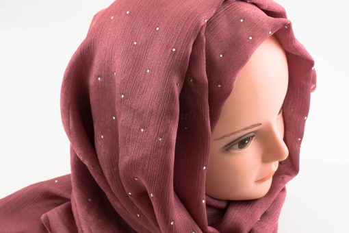 Deluxe Diamante Silk Hijab - Rose - Hidden Pearls